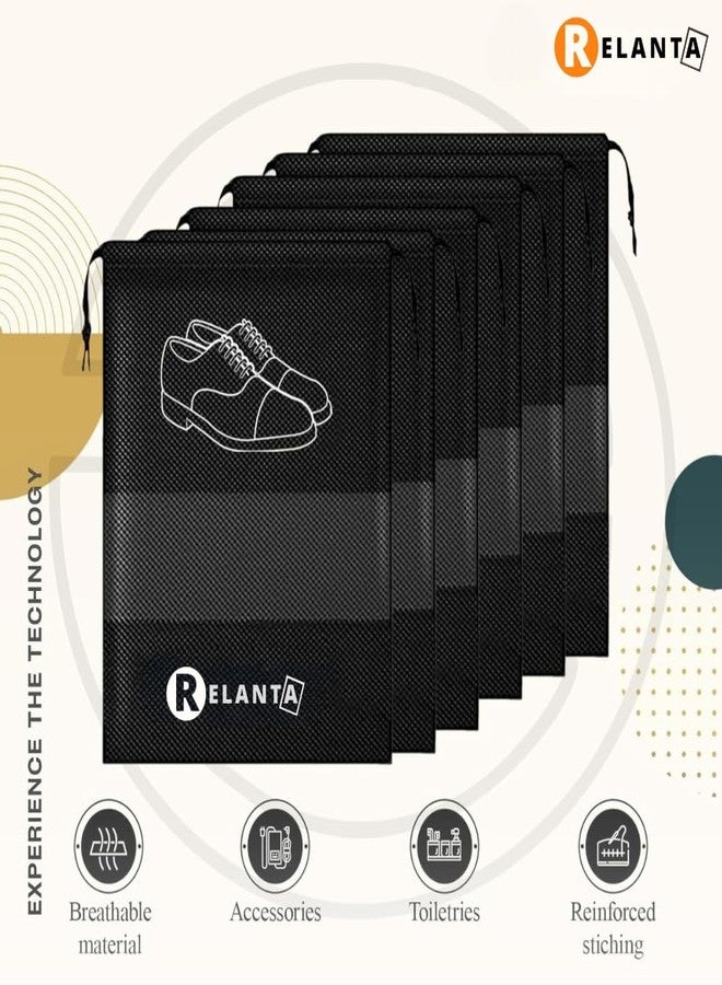 Relanta Shoe Bags for Travel (Pack of 6) - 13x17.3 Inch Shoe Storage Organizer Pouches for Men & Women | Waterproof, Dustproof, Reusable Shoe Covers for Travel, Closet, Luggage - Image 3
